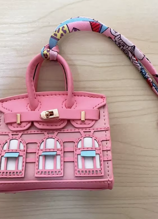 Новий шикарний брелок сумочка, висулька на сумку hermes ніжно-рожева