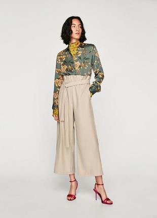 Бежевые брюки кюлоты zara