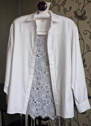 Нарядная рубашка блуза h&amp;m (лён, хлопок) с кружевом