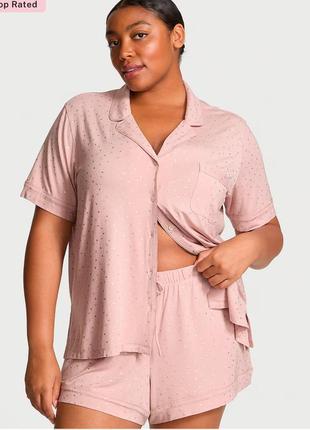 Пижама женская victorias secret из модала рубашка с коротким рукавом и шортики