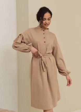 Меди замшевое платье на пуговицах с поясом