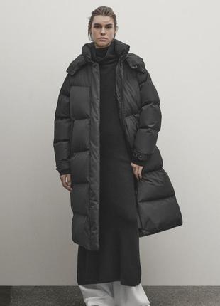 Длинный пуховик massimo dutti, размер s и xs