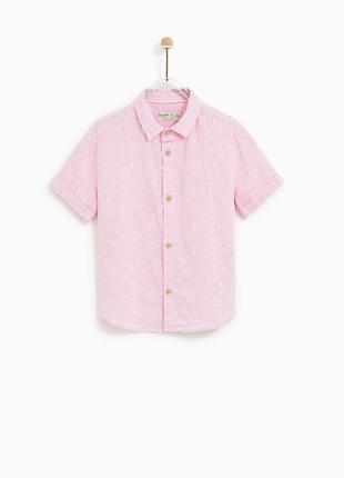 Детская розовая рубашка zara с содержанием льна – оригинал, испания! 👕✨