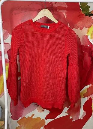 Відкритий в'язаний светр червоний mint velvet розмір 12
