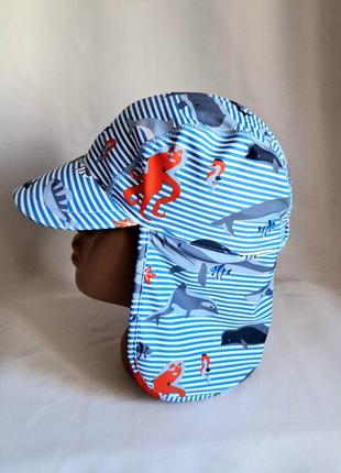 Кепка next англия пляжная с защитой в полоску морские обитатели на 4-5 лет