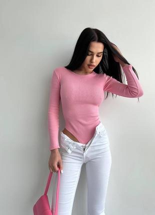 Нежно розовый боди в рубчик 🌸