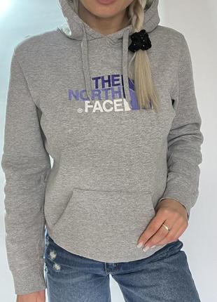 Женский серый худи на флисе the north face ✌🏻