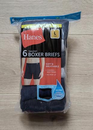 Hanes упаковка мужские трусы боксеры boxer-brief размер l. набор из 6шт.