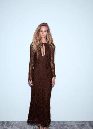 Мереживна довга сукня zara