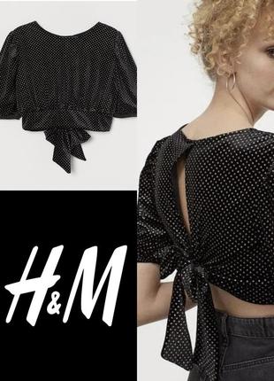 Нарядная бархатная блуза топ с рукавами-фонариками и бантом divided by h&m этикетка