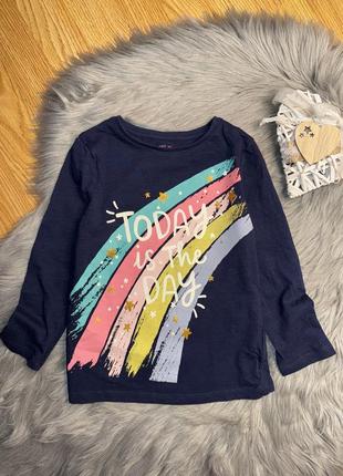 Красивый стильный хлопковый реглан кофта с яркой радугой на девочку 4/5р f&amp;f