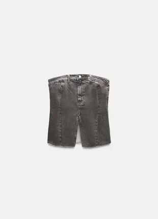 Джинсовый топ корсет zara trf от бренда зара серый цвет