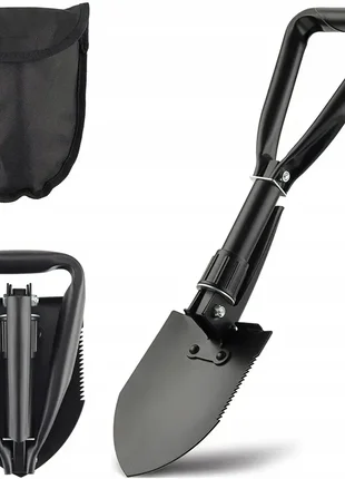 Лопата саперна складана з чохлом mil-tec mini black (15525500)
