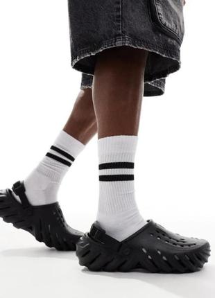 Тапочки, шлепки унисекс crocs echo clog shoes black 207937-001,