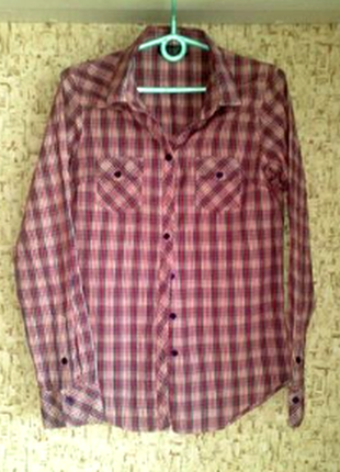 38-40р. рубашка в мелкую клетку, хлопок в подарок