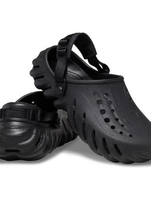 Шлепки, шлепанцы, кроксы. унисекс crocs echo clog shoes black 207937-001