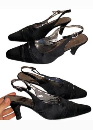 Винтажные атласные туфли мюли vintage 2000s y2k 90s с маленькими каблучками