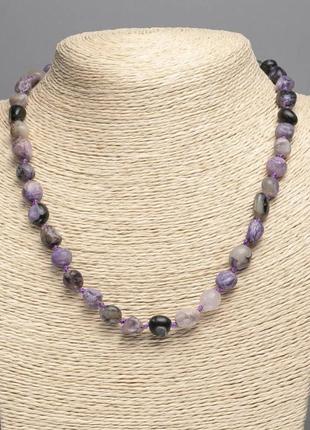 Намисто чароїт натуральний камінь галтівка d-12х8мм+- l-50см+-