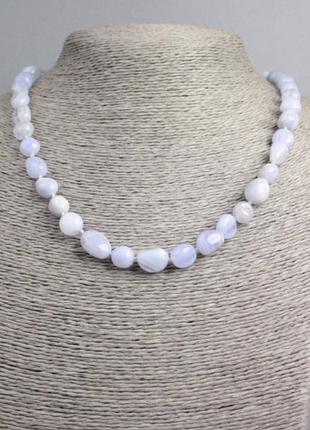 Намисто аквамарин натуральний камінь галтівка d-14х9-8х7мм+- l-47см+-