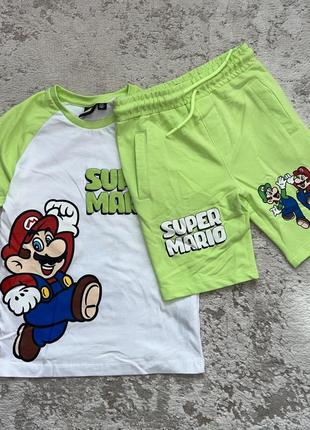 Комплект для хлопчика mario : футболка+шорти (пояс регулюється) розмір:  ✅ 6-7 років