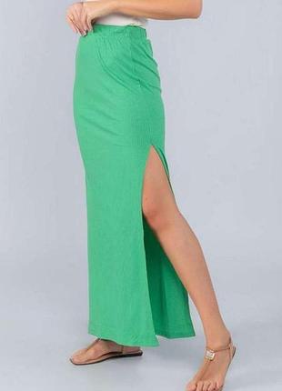 Длинная жатая юбка с высоким размером 💚 ххл +size