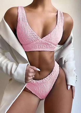 ❣️купальник из бифлекса жатки с топом и высокими трусиками❣️