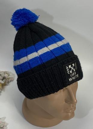 Теплая шапка вязання с бубоном размер 60 подкладка флис  н1800  спортивная и теплая шапка обеспечит