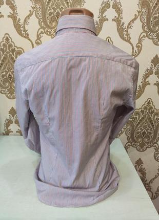 Zara полосатая приталенная рубашка с длинным рукавом3 фото