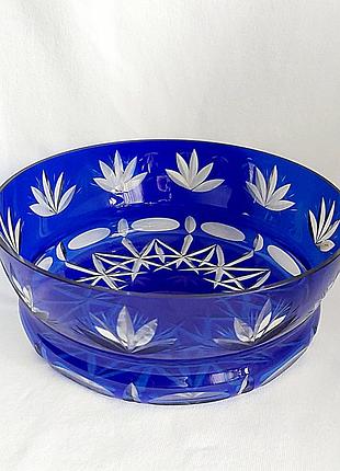 Салатниця кольорове скло кобальт ваза вінтажна