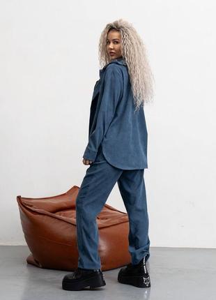 Костюм двійка вельвет сорочка довгий рукав  штани  висока посадка