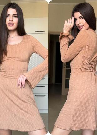 Женское короткое платье с завязками | 3086