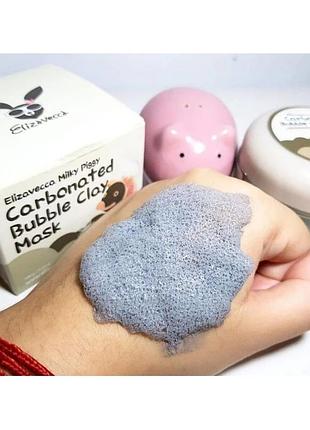 Корейська маска для обличчя глиняно-бульбашкова elizavecca milky piggy carbonated bubble clay mask.