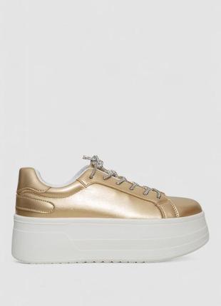 Кроссовки женские демисезонные на платформе золотистый