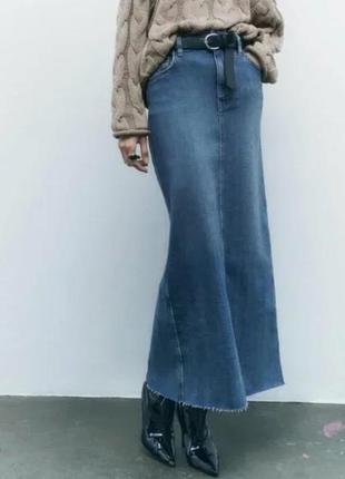 Джинсова максі спідниця олівець zara