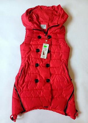 ‼️разграждай!!️жилетка женская удлиненная с капюшоном