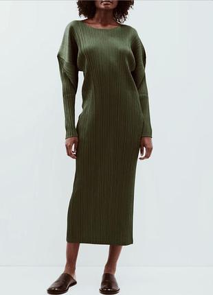 Сукня трикотажна плаття  хакі зелений максі довга з довгим рукавом