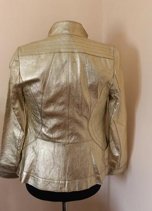 Золотиста шкіряна куртка altinook2 фото