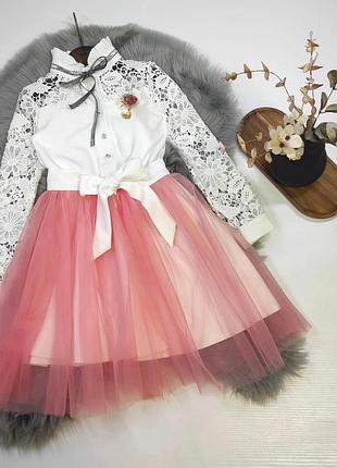 Детское платье с фатиновой юбкой для девочки красивое праздничное 122 размер