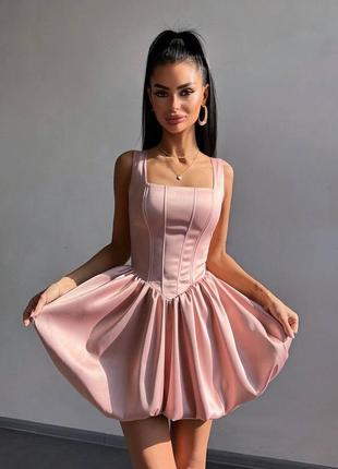 Атласное корсетное платье мини на завязках, атласное вечернее платье с корсетом, платье мини на выпускное, короткое платье из атласа на бретелях