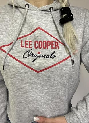 Жіночий сірий худі на флісі lee cooper 🛢️2 фото