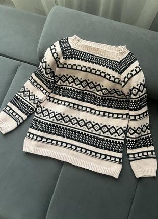 Свитер мирор с шерстью и мохер в орнамент