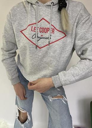 Жіночий сірий худі на флісі lee cooper 🛢️6 фото