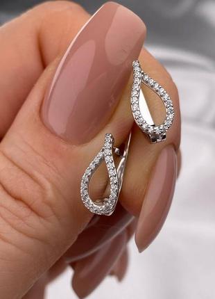 Серьги женские серебряные с фианитами