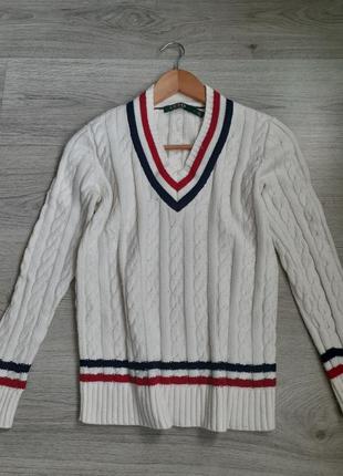 Стильный вязаный мирер джемпер кофта реглан в стиле old money от lauren ralph lauren р.s оригинал