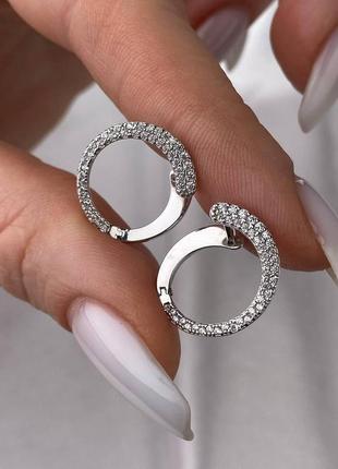 Серьги женские серебряные с фианитами