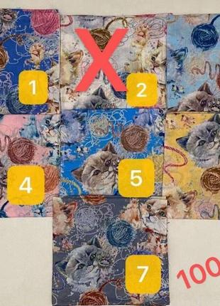 Платок женский из вискозы с рисунком котики
