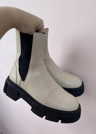 Кожаные ботинки zara челси натуральная кожа