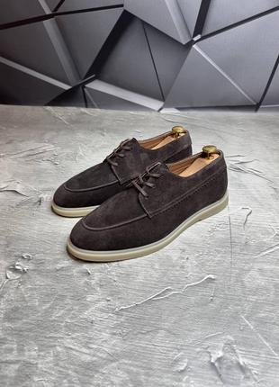 Туфлі замшеві чоловічі дербі класичні king  suede brown! натуральна замша! всі розміри!