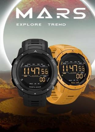 Мужские водостойкие тактические часы north edge mars pro black 5bar