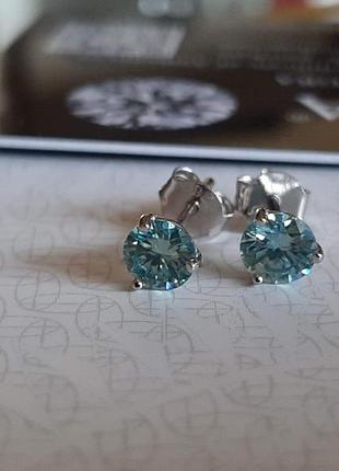 Сережки гвоздики муасаніт 5мм срібло 925 0,5 карат